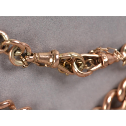 345 - A NECKCHAIN in 9ct rose gold, graduated curb links with swivel fasteners and safety chain approximat... 