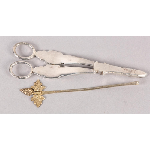 339 - A PAIR OF GEORGE V SILVER GRAPE SCISSORS Sheffield 1931 from Cooper Brothers & Sons Limited, in fidd... 