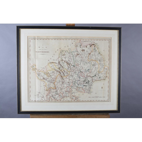 200 - J. CARY MAP OF HARTFORDSHIRE (HERTFORDSHIRE) PUB BY JOHN STOCKDALE circa 1805, engraved and hand tin... 