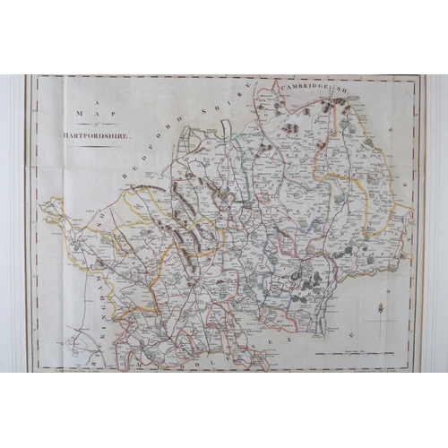 200 - J. CARY MAP OF HARTFORDSHIRE (HERTFORDSHIRE) PUB BY JOHN STOCKDALE circa 1805, engraved and hand tin... 