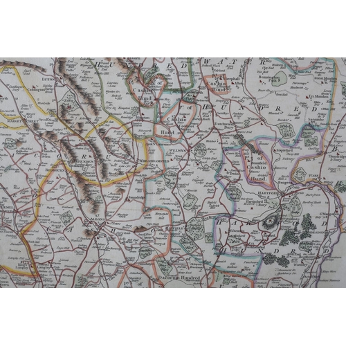 200 - J. CARY MAP OF HARTFORDSHIRE (HERTFORDSHIRE) PUB BY JOHN STOCKDALE circa 1805, engraved and hand tin... 