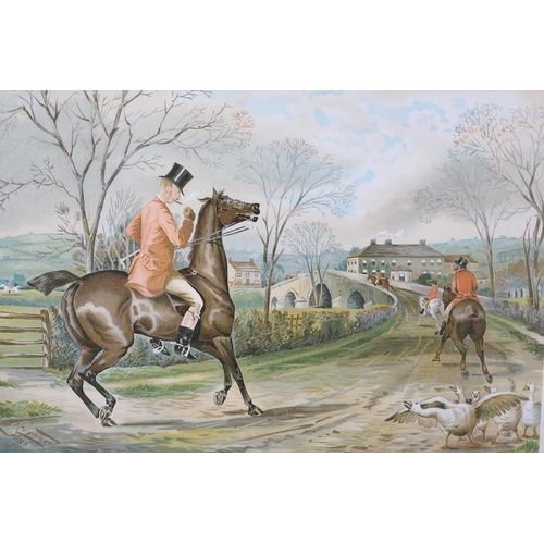 448 - E KAUFMANN AFTER H WATKINS WILD, (19th century), The Bramham Hunt, a set of six chromolithographs, e... 