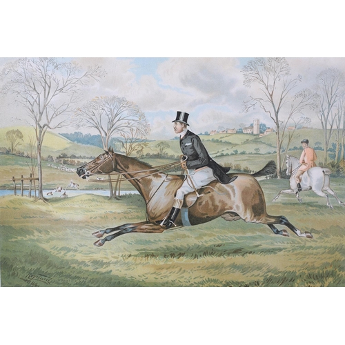 448 - E KAUFMANN AFTER H WATKINS WILD, (19th century), The Bramham Hunt, a set of six chromolithographs, e... 