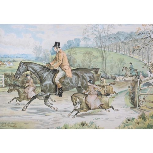 448 - E KAUFMANN AFTER H WATKINS WILD, (19th century), The Bramham Hunt, a set of six chromolithographs, e... 