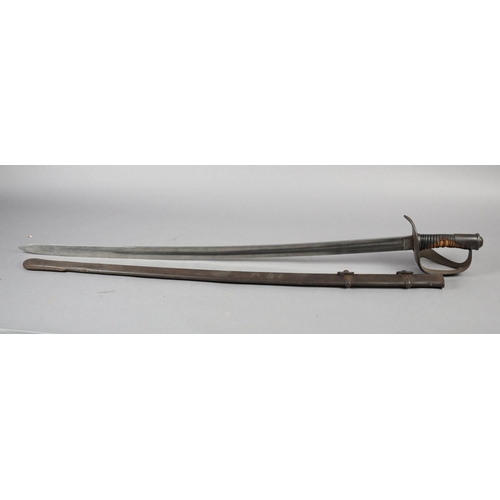 159 - A 19TH CENTURY ITALIAN M1860 CAVALRY SWORD,  having a 90cm fullered blade, stamped HARTKOPF, steel h... 