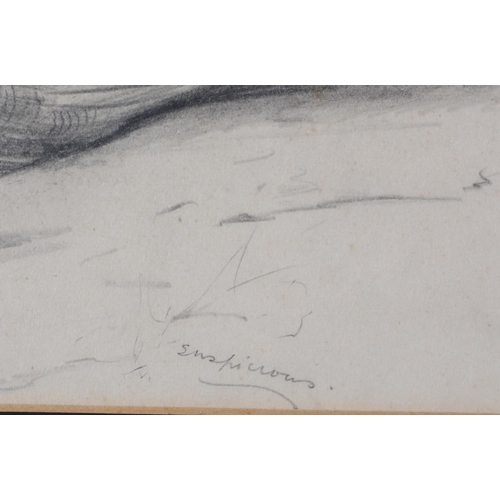 444 - ARR PHILIP RICKMAN (1891-1982), Grouse on Watch, pencil drawing, unsigned, attribution verso, 26cm x... 