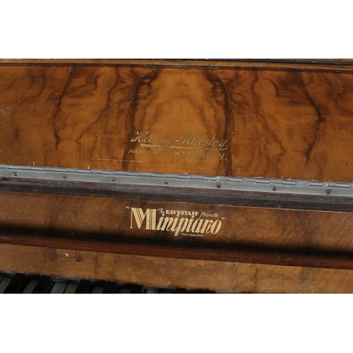 452 - AN ART DECO EAVESTAFF PIANETTE MINIPIANO ROYAL, walnut case, having a raised back of arched profile ... 