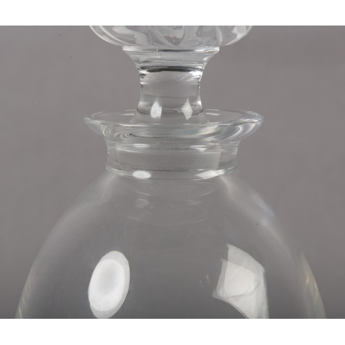 216 - A LALIQUE SAINT HUBERT GLASS DECANTER, France 1980's, with opaque and clear glass leaf design stoppe... 