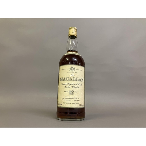 1 - THE MACALLAN 12 year old Single Malt Matured in Sherry Wood whisky 1 Litre Bottle 43% Level Bottom N... 