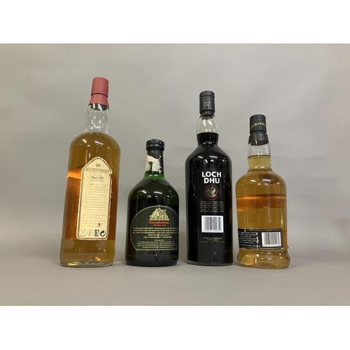 27 - MIXED LOT MALT WHISKIES. 4 Bottles                                     AUCHENTOSHAN Lowland Malt Whi... 