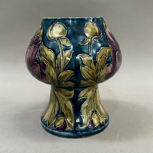 1 - A Hancock & Sons, Morrisware pedestal vase, signed by George Cartlidge, tube lined and painted with ... 