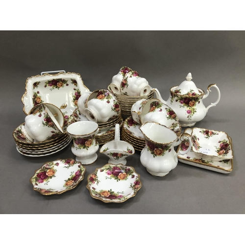 129 - A collection of Royal Albert Old Country Roses pattern tea ware comprising eight cups, nine saucers,... 