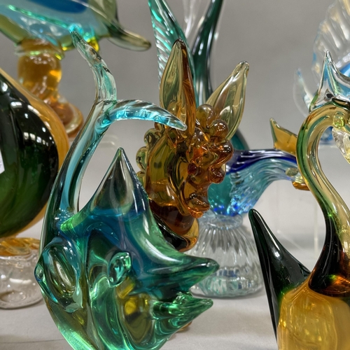 127 - A collection of Murano style art glass animals including birds, fish, dogs etc