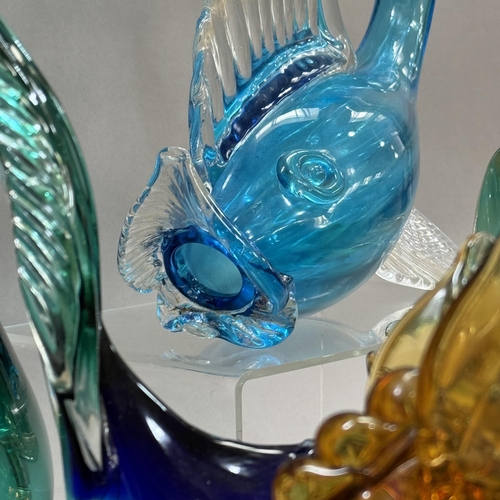 127 - A collection of Murano style art glass animals including birds, fish, dogs etc