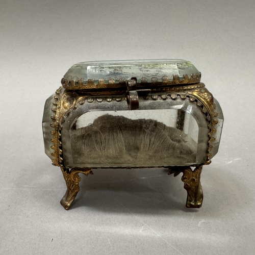 9 - An Edwardian gilt metal and glass souvenir jewellery casket, for the Franco-British Exhibition Londo... 