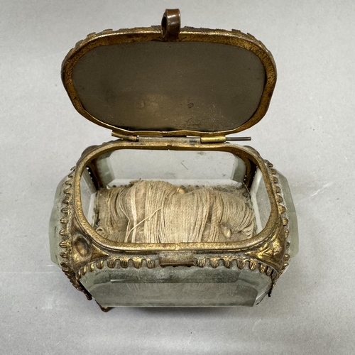 9 - An Edwardian gilt metal and glass souvenir jewellery casket, for the Franco-British Exhibition Londo... 