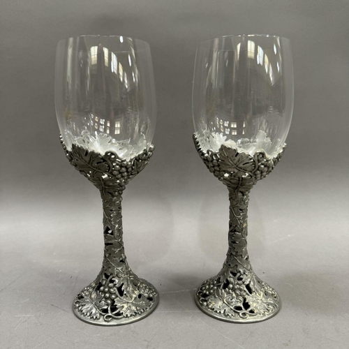 31 - A pair of Royal Selngor pewter & glass goblets special editions made for the V&A