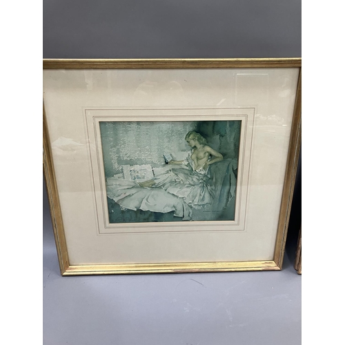 160 - After William Russell Flint (1880-1969), The Silver Frock, print, signed to lower right 16cm x 29.5c... 