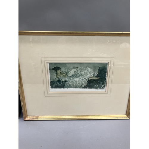 160 - After William Russell Flint (1880-1969), The Silver Frock, print, signed to lower right 16cm x 29.5c... 