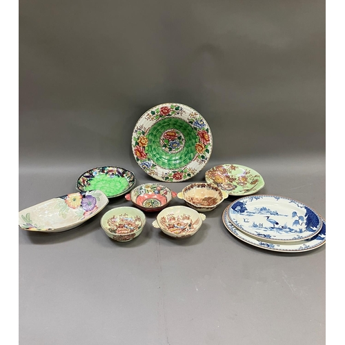 128 - A collection of lustre Malingware pottery to include a Peony rose dish, small bowls etc together wit... 