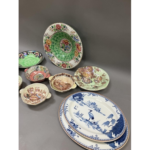 128 - A collection of lustre Malingware pottery to include a Peony rose dish, small bowls etc together wit... 