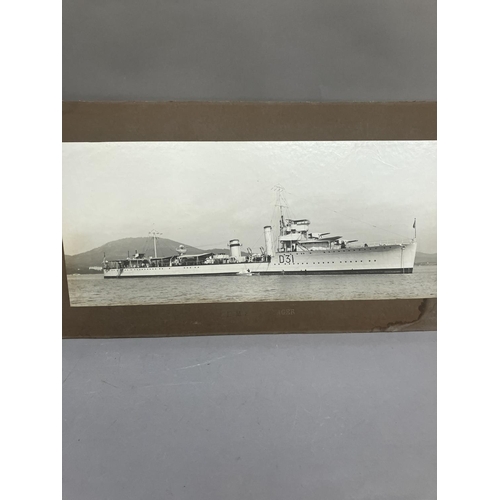 282 - Two large scale mounted photographs of the destroyers, HMS 'VENDETTA' and HMS 'VOYAGER' 69.5cm x 35c... 