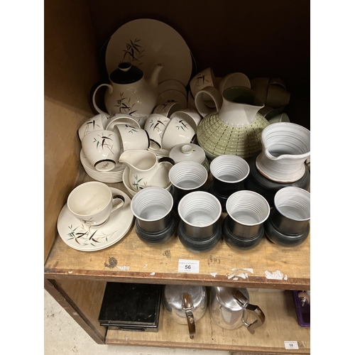 56 - A collection of Royal Doulton Bamboo pattern tea service comprising eleven cups and saucers together... 