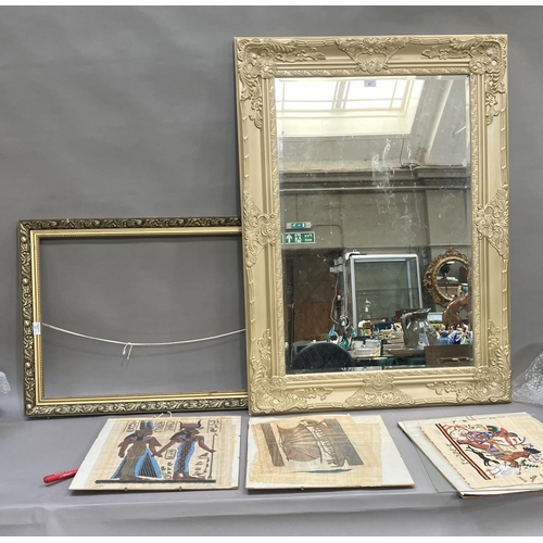 87 - A rectangular composite gilt moulded wall mirror, 114cm x 81cm together with a gilt moulded frame 61... 