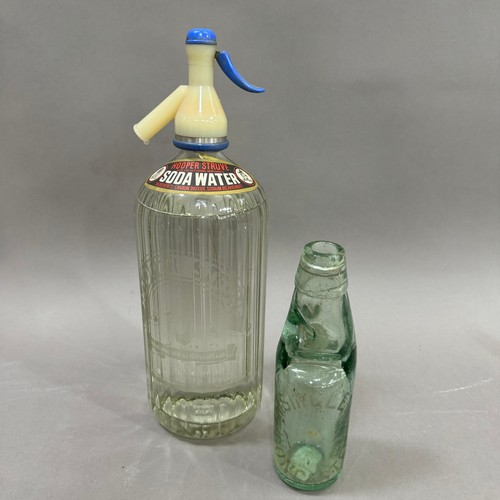 46B - Hooper Struve Soda Water siphon together with a Singleton of Doncaster bottle with stopper