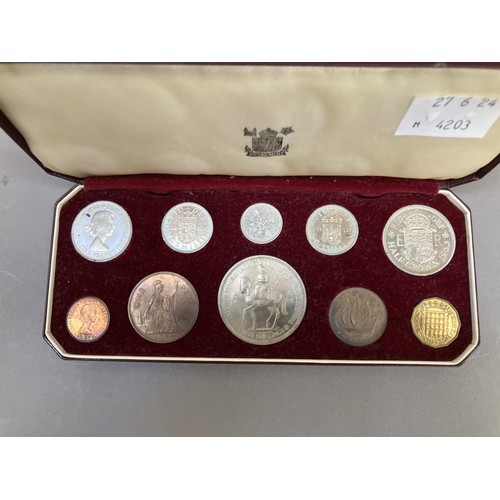 226 - Elizabeth II 1953 Proof set ten coins in maroon case of issue