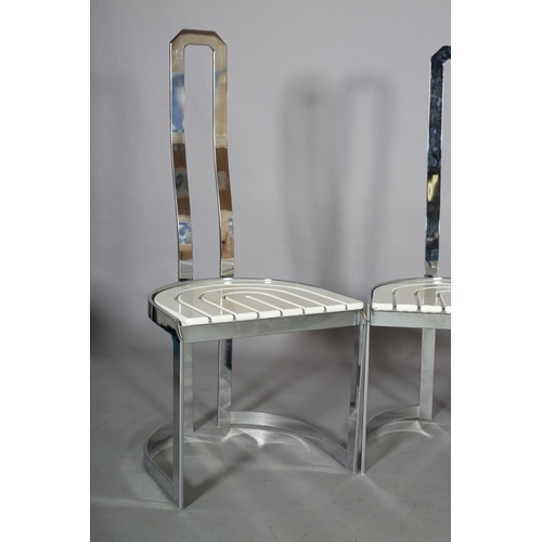 59 - Allmilmo, Germany c1980s, a set of four chrome and white wood high back dining chairs