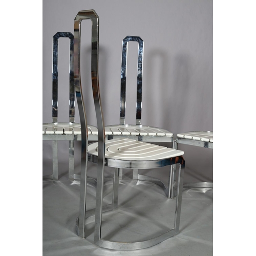 59 - Allmilmo, Germany c1980s, a set of four chrome and white wood high back dining chairs