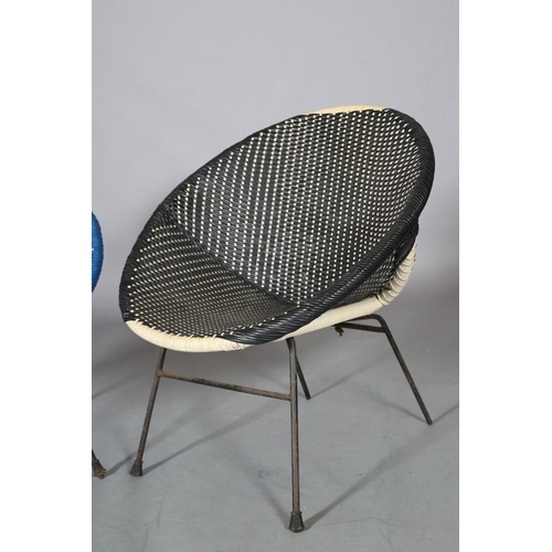 109 - Two of plastic woven tub chairs on metal rod legs