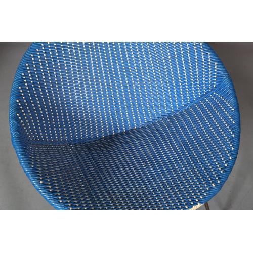 109 - Two of plastic woven tub chairs on metal rod legs