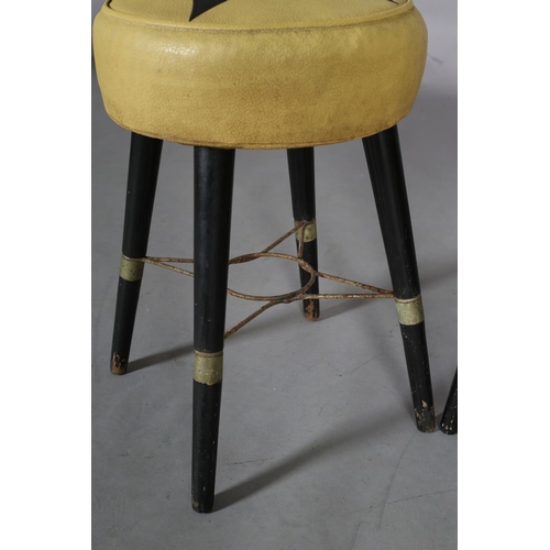 110 - Sherborne, British, A pair of circular stools, early 1960s, upholstered in yellow, black and white l... 