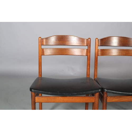 79 - Boltinge Modelfabrik, Denmark, a set of three walnut single chairs with arched top rail, black PVC u... 