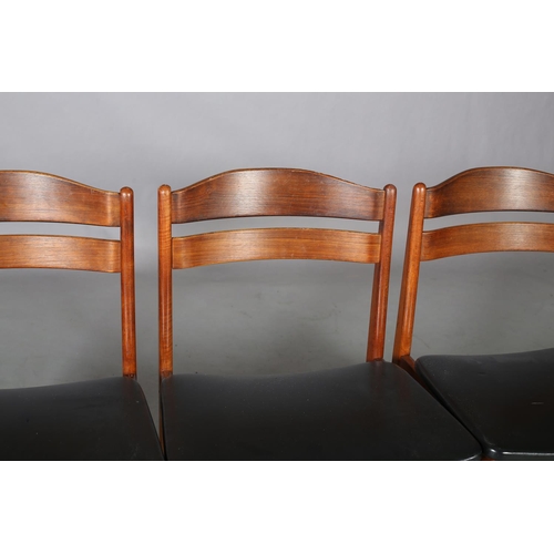 79 - Boltinge Modelfabrik, Denmark, a set of three walnut single chairs with arched top rail, black PVC u... 