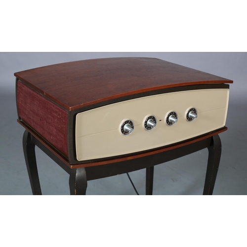 63 - A Cambridge PYE 'Stereophonic Projection System' record player in walnut veneered case with berge fa... 