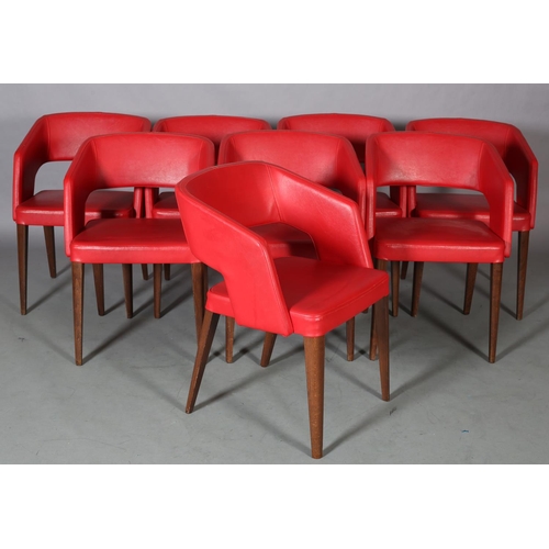 25 - Wolfgang C R Meltzer for Potocco, Italy, a set of eight red leather dining chairs with open backs, o... 