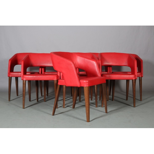 25 - Wolfgang C R Meltzer for Potocco, Italy, a set of eight red leather dining chairs with open backs, o... 