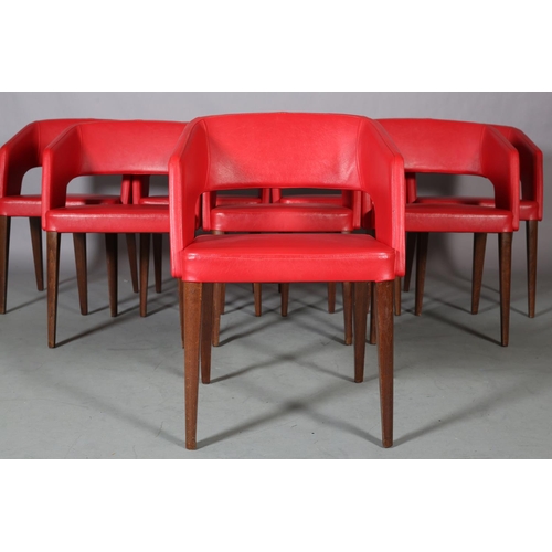 25 - Wolfgang C R Meltzer for Potocco, Italy, a set of eight red leather dining chairs with open backs, o... 