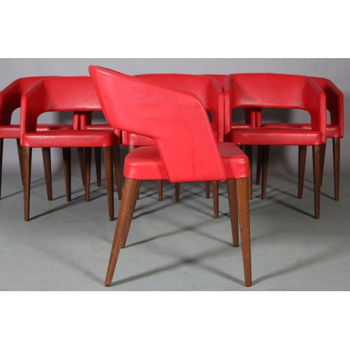 25 - Wolfgang C R Meltzer for Potocco, Italy, a set of eight red leather dining chairs with open backs, o... 