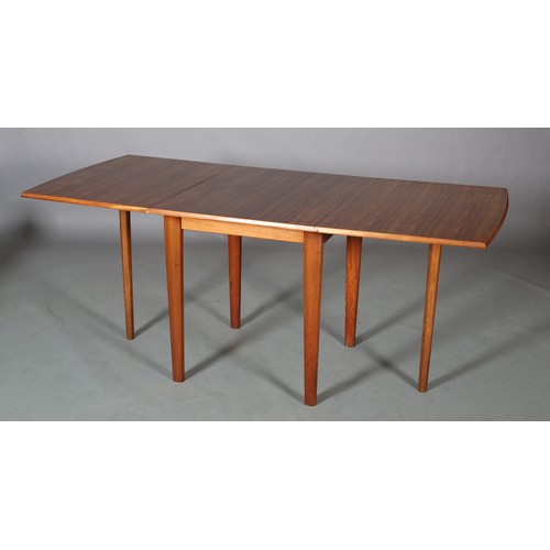 115 - Morris of Glasgow, a walnut drop leaf dining table, c1970s, on square tapered legs, 184cm x 84cm