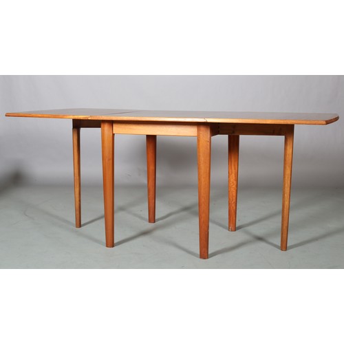 115 - Morris of Glasgow, a walnut drop leaf dining table, c1970s, on square tapered legs, 184cm x 84cm