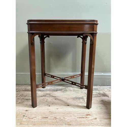 331 - A mahogany occasional table by Arthur Brett and Sons of Norwich, rectangular with canted corners, pi... 