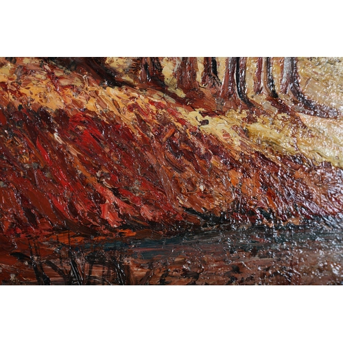 351 - ARR Harijs Upenieks Australian (1925-2007), Outback landscape with watering hole, oil on board, sign... 