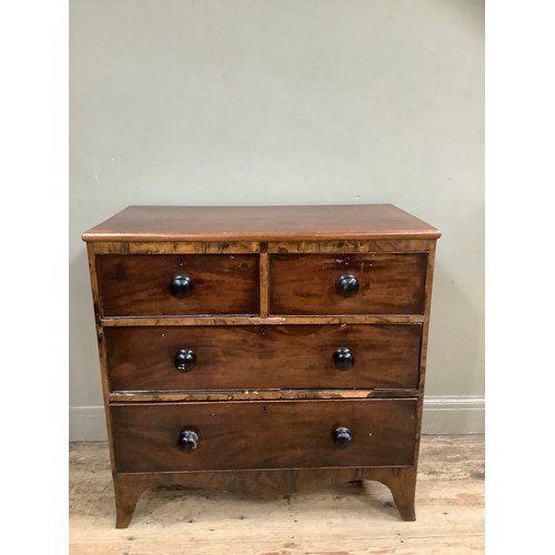 345 - A 19th century mahogany chest of two short above three long drawers on cabriole legs, 90cm x 91cm hi... 