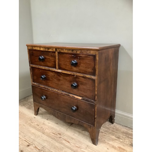 345 - A 19th century mahogany chest of two short above three long drawers on cabriole legs, 90cm x 91cm hi... 