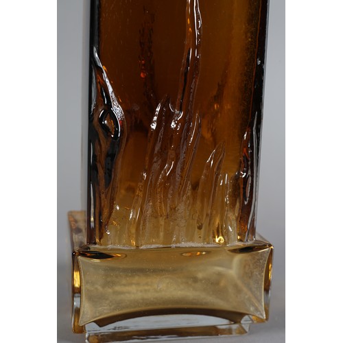 50 - Eino Winni for Jumela Humppila, Finland, amber glass chimney vase, etched signature to base (chip to... 