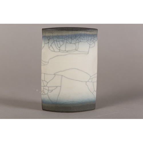 7 - David James White (1934-2011), porcelain pedestal bowl of crackle glaze and spray-on glaze, impresse... 